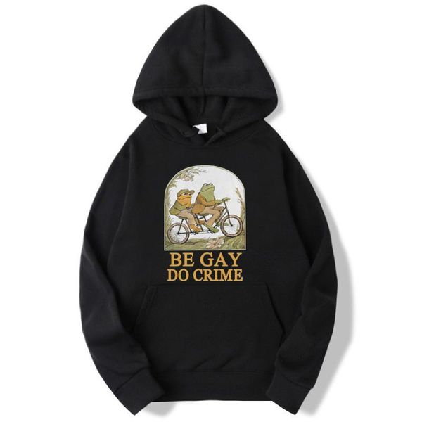 men's hoodies & sweatshirts harajuku anime frog and -be gay do crime printed streetwear men women autumn winter casual hooded, Black